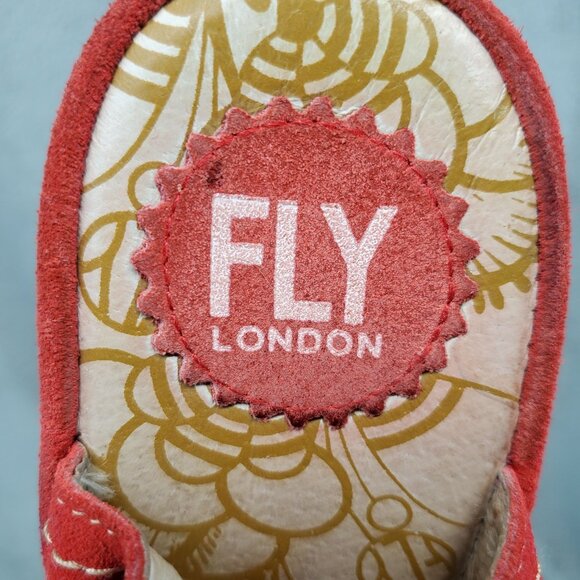 Fly London Shoes Womens EU 41 US 10 Red Suede Yaba Lace Up Booties - Picture 8 of 11
